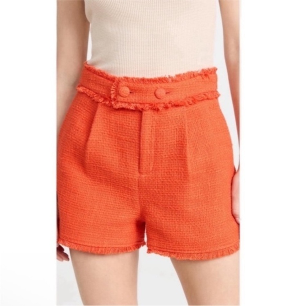 NWT CINQ A SEPT Cheryl Boucle Shorts in Cherry Tomato size 6